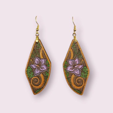 Delicate Wooden Flower Cutout Earrings