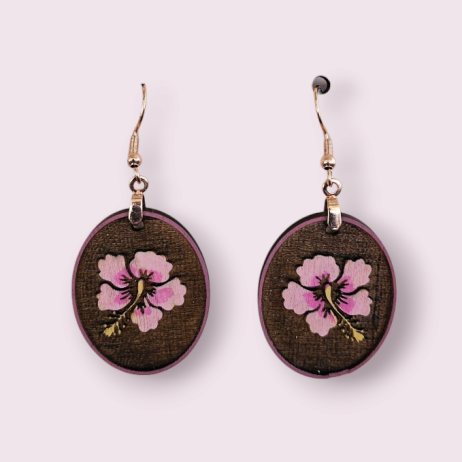 Pink Hyacinth Wooden Earrings