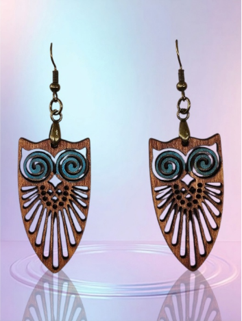 Handcrafted Wooden Owl Earrings