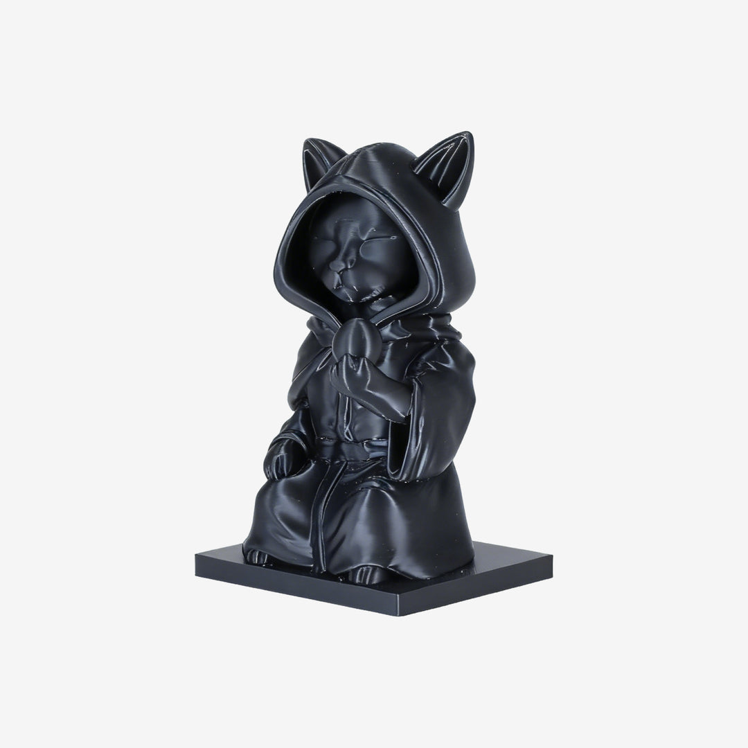 Black Cat Wizard Sculpture 3D Printed