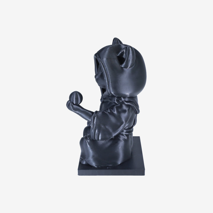 Black Cat Wizard Sculpture 3D Printed