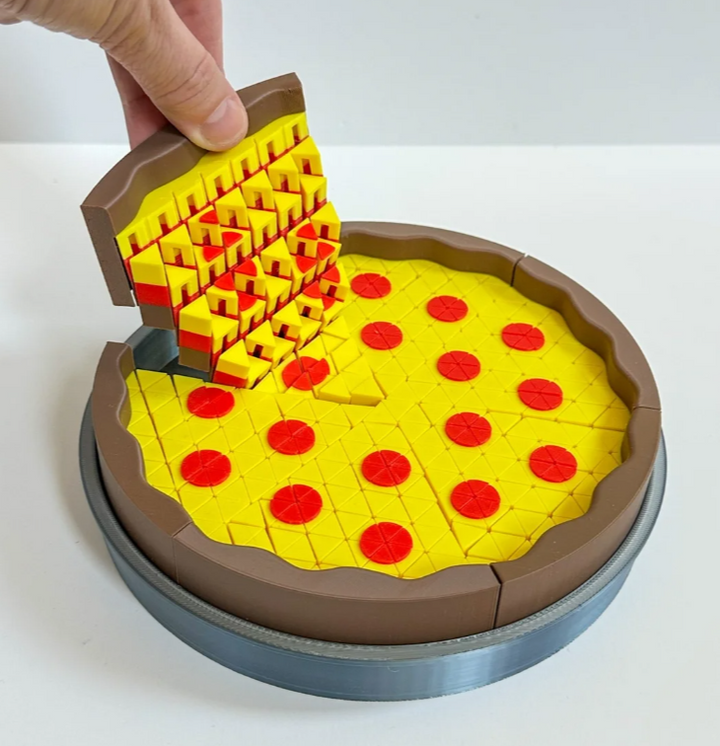 Pixel Fidget Pizza with Pan 3D Printed