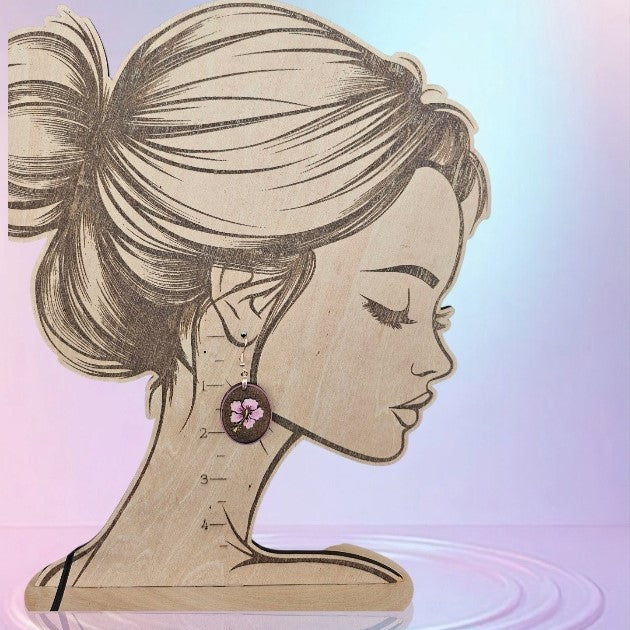 Pink Hyacinth  Laser Cut Wooden Earrings
