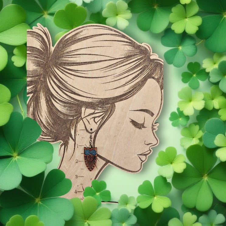 Handcrafted Wooden Owl  Laser Cut Wooden Earrings