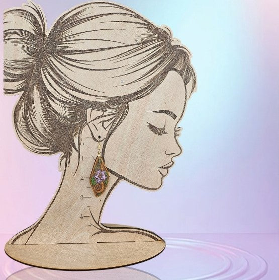 Delicate Wooden  Flower Cutout  Laser Cut Wooden Earrings