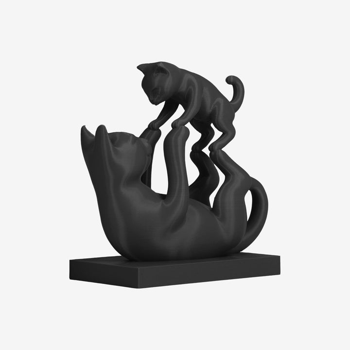 Cat and Kitten Figurine 3D Printed