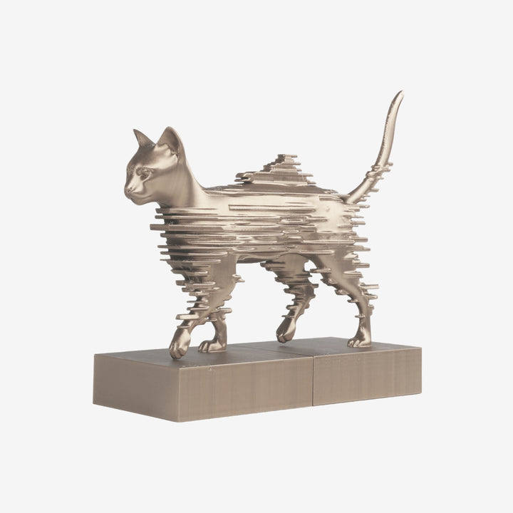 Glitchy Cat Sculpture 3D Printed