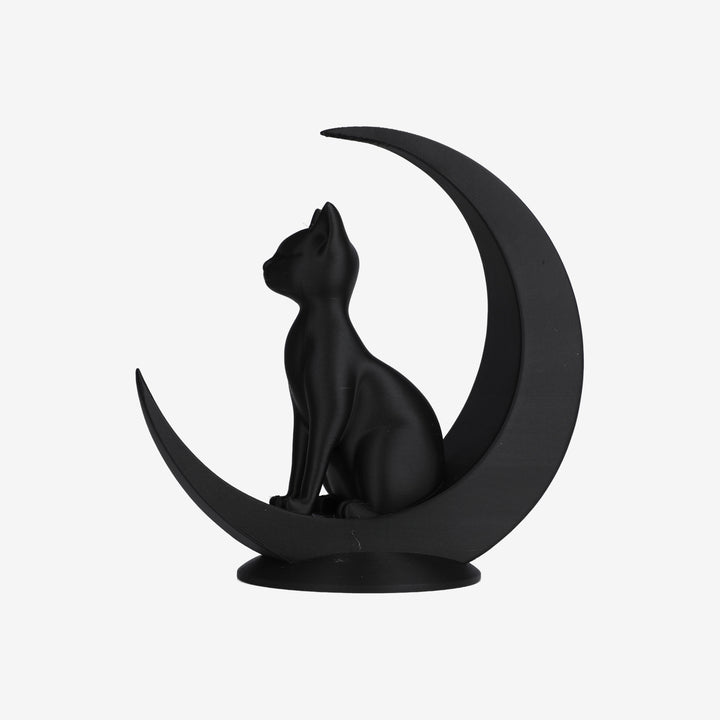 Minimalist Cat Sitting on the Moon Figurines 3D Printed
