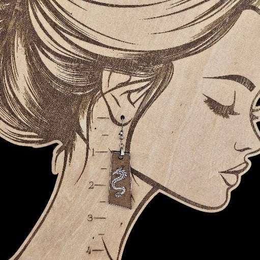 Wooden Earrings | Laser cut earrings | Silver Dragon Dangle