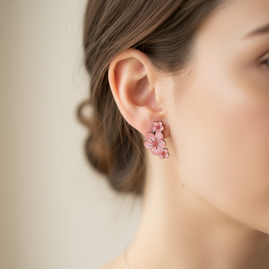 Wooden Earrings | Laser cut earrings | Cherry Blossom