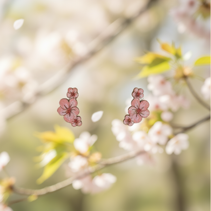 Wooden Earrings | Laser cut earrings | Cherry Blossom