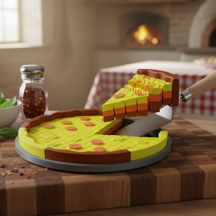 Pixel Flex Pizza with Pizza Pan 3D Printed